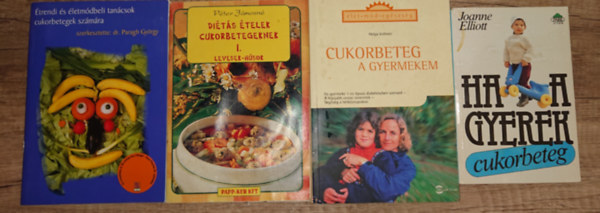 4 kiadvány a cukorbetegségről: Ha a gyerek cukorbeteg, Étrendi és életmódbeli tanácsok cukorbetegek számára, Diétás ételek cukorbetegeknek I., Cukorbeteg a gyerekem