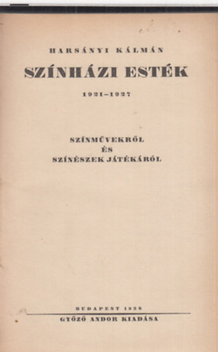 Harsnyi Klmn - Sznhzi estk