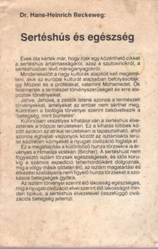 Sertshs s egszsg ( A Boldog let mellklete 1990/11-12. )