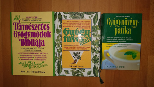 3 nagy k�nyv a gy�gyn�v�nyekr�l: Gy�gyn�v�nypatika, Gy�gyf�vesk�nyv, Term�szetes gy�gym�dok Bibli�ja