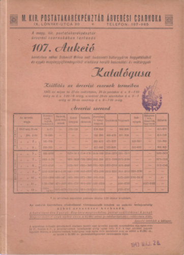 Árverési Katalógus (107. Aukció) 1943