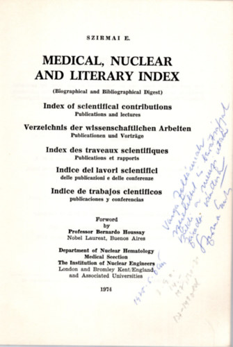 Medical, nuclear and literary index- dediklt