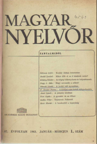Magyar nyelvr 1963  vi teljes vfolyam (egybektve )