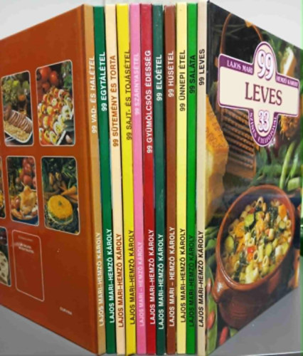 99 tel 33 sznes telfotval knyvcsomag (11 darab) Vad- s haltel; Egytltel; Stemny s torta; Sajt- s tojstel; Szrnyastel; Gymlcss dessg; Eltel; Hstel; nnepi tel; Salta; Leves;