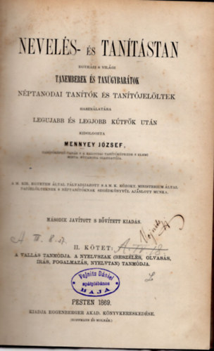 Nevels- s tantstan- egyhzi s vilgi tanemberek s tangybartok nptanodai tantk s tantjelltek hasznlatra