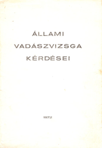 �llami vad�szvizsga k�rd�sei 1972