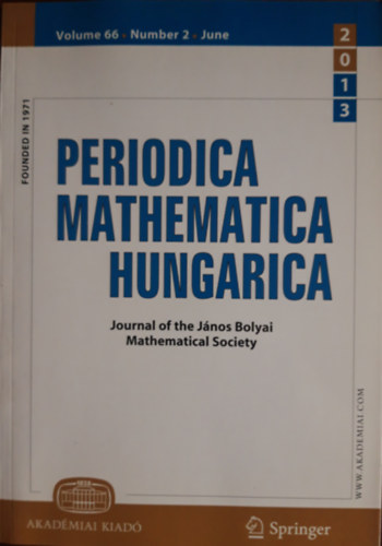 Editor in Chief Mria B. Szendrei - Periodica Mathematica Hungarica Volume 66 Number 2 June 2013