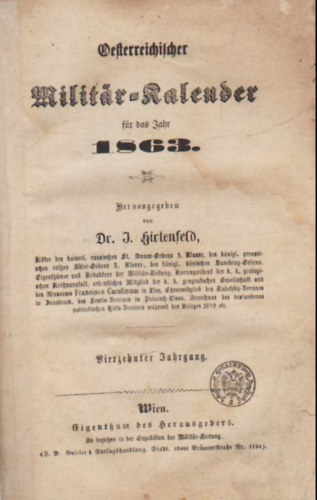 Oesterreicchilcher Militr-kalender 1863