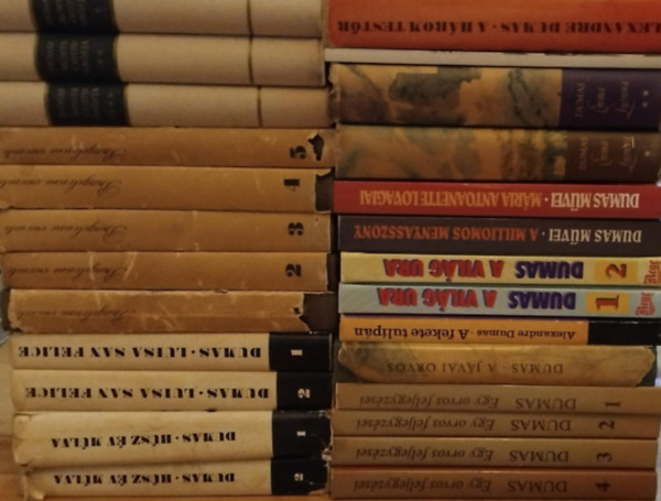 SZERZ Alexandre Dumas - 26db Alexandre Dumas knyv : Monte Cristo Grfja I-III - Luisa Nan Felice 1-2 - Hsz v mlva 1-2 - A hrom testr - Emma Lyonna 1-2 - Mria Antoanette lovagjai - A milliomos menyasszony - A vilg ura 1-2 - A fekete tulipn -  jvor orvo