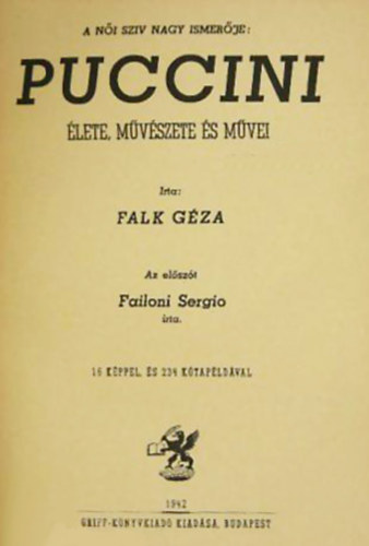 Falk G�za - Puccini �lete, m�v�szete �s m�vei