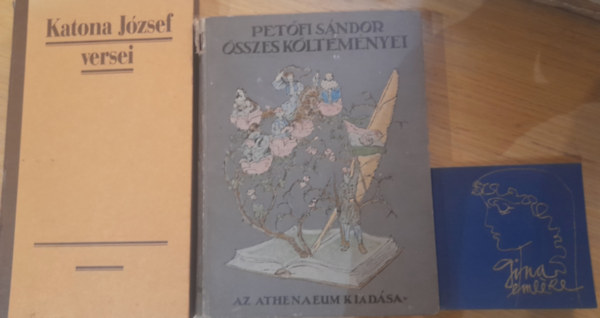 3 db 19. sz�zadi magyar k�l�nleges kiad�s� versesk�tet: Katona J�zsef versei, Pet�fi S�ndor �sszes k�ltem�nyei, Vajda J�nos: Gina eml�ke