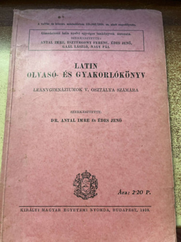 Latin olvas- s gyakorlknyv (gimnziumok V.osztlya szmra)