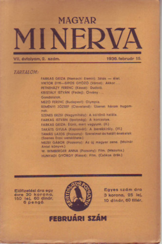 Magyar Minerva 1936. - VII. vf. 2. szm