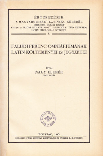 Faludi Ferenc Omniriumnak latin kltemnyei s jegyzetei