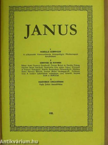 Janus VIII. 1-3. -  MENTLIS KRNYEZET - KNYVEK S EGYEBEK - MAGYAROK CHICAGBEN
