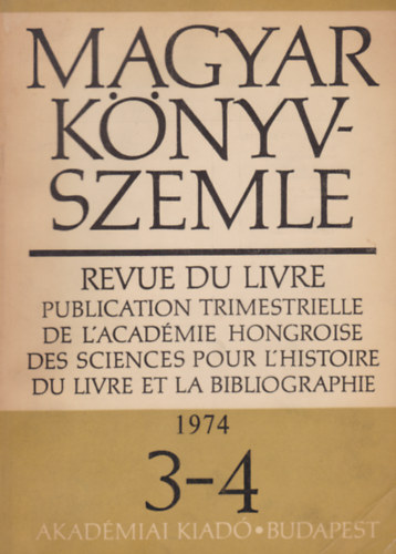 Magyar Knyvszemle 1974. XC. vfolyam