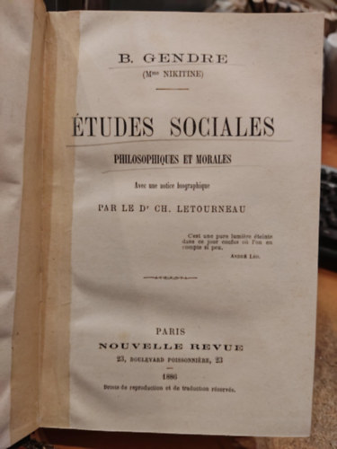 tudes sociales, philosophiques et morales (Trsadalmi, filozfiai s erklcsi tanulmnyok)