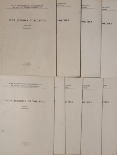 Acta Juridica et Politica Tomus XI. Fasciculus 1-9.