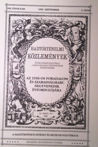 Hadtrtnelmi kzlemnyek 109. vfolyam 1996 december 4. szm