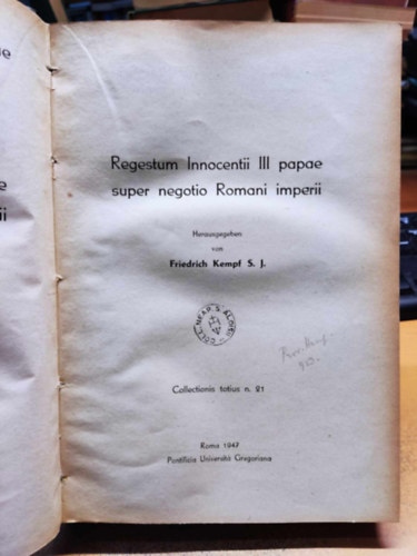 Regestum Innocentii III papae super negotio Romani imperii