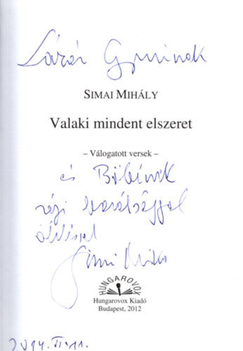 Valaki mindent elszeret - Vlogatott versek - dediklt