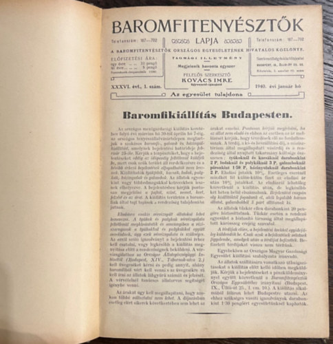 Baromfitenysztk lapja 1940. XXXVI. vfolyam 1-12. szm egybektve
