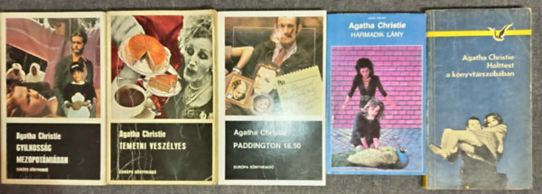(5db) Agatha Christie krimi k�nyvcsomag: Gyilkoss�g mezopot�mi�ban / Temetni vesz�lyes / Paddington 16.50 / Harmadik l�ny / Holttest a k�nyvt�rszob�ban