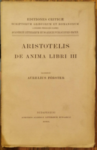 De anima libri III - A l�lekr�l (latin �s �g�r�g)