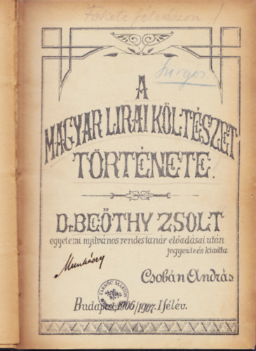 A magyar lirai kltszet trtnete.