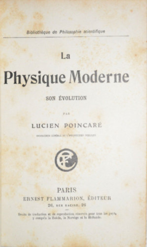 Poincar� - La Physique Moderne (Modern Fizika)