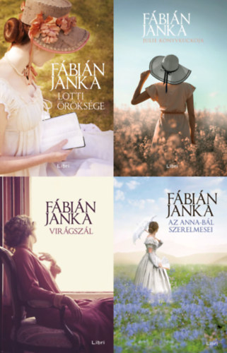 4 db Fbin Janka romantikus regny: Virgszl + Az Anna-bl szerelmesei + Julie Knyvkuckja + Lotti rksge (Az Anna-bl szerelmesei sorozat 1. rsze + A knyvrus lny sorozat 2. rsze + A Lotti rksge sorozat 1. rsze + a