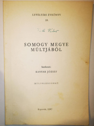 Somogy megye m�ltj�b�l 1987 - Lev�lt�ri �vk�nyv 18.