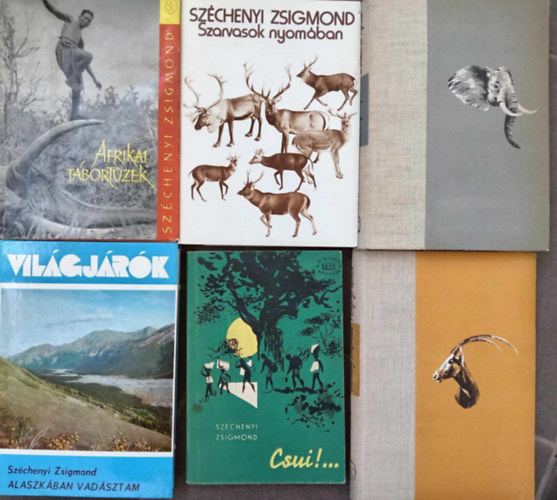 (6 db) Szchenyi Zsigmond vadszati knyvcsomag: Afrikai tbortzek / Szarvasok nyomban / Denaturlt Afrika / Alaszkban vadsztam / Hengerg homok / Csui!...