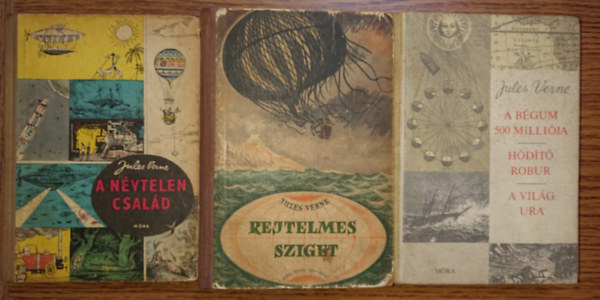 3 k�tet, 7 klasszikus ifj�s�gi reg�ny Jules Verne-t�l: A n�vtelen csal�d, Rejtelmes sziget, A B�gum 500 milli�ja/H�d�t� Robur/A vil�g ura