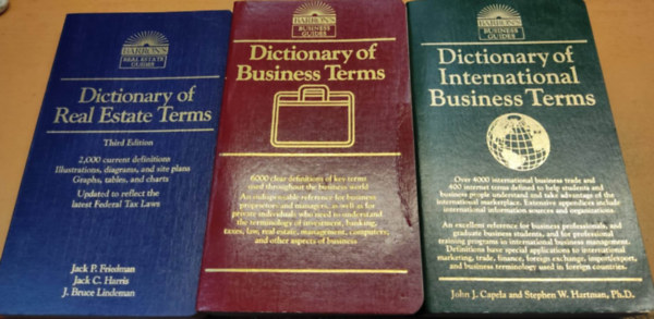 3 db Barron's sztr: Dictionary of Business Terms + Dictionary of International Business Terms + Dictionary of Real Estate Terms