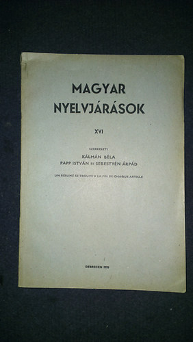 Magyar nyelvjrsok XVI.