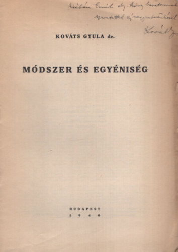 Mdszer s egynisg