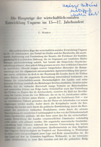 Die Hauptzge der wirtschaftlich-sozialen Entwicklung Ungarns im 15-17. Jh. - Klnlenyomat - Dediklt
