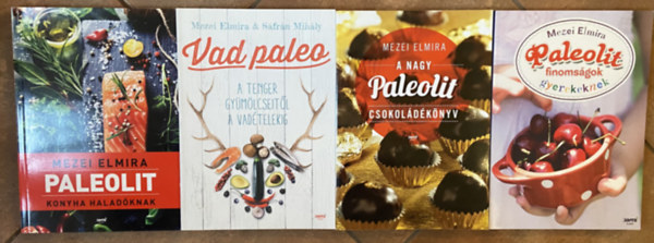 4 db paleolit szak�csk�nyv Mezei Elmir�t�l - Paleolit konyha halad�knak, Vad paleo, A nagy paleolit csokol�d�k�nyv, Paleolit finoms�gok gyerekeknek