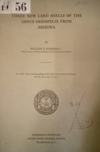 William B. Marshall - Three New Land Sheels of the Genus Oreohelix from Arizona