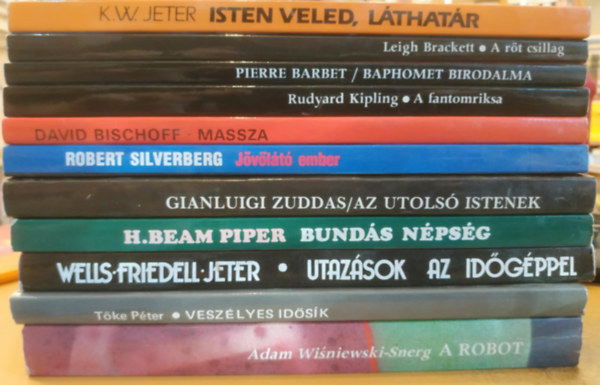 10 db Sci-Fi s fantasy: A robot; Veszlyes idsk; Utazsok az idgppel; Bunds npsg; Az utols istenek; Jvlt ember; A massza; A fantomriska; Baphomet birodalma; A rt csillag; Isten veled, lthatr