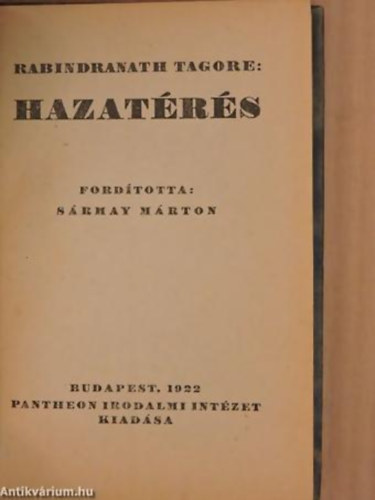 Hazatrs - Pantheon Irodalmi Intzet kiadsa (Budapest) ,1922