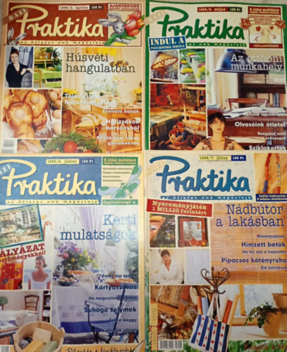 4 db. Praktika Magazin - 1998.júl. - 7. szám, 1998.jún. 6. szám, 1998.máj. 5. szám, 1998.ápr. 4. szám (szabás-varrás-kötés-hobby-lakásdivat-kézimunka)