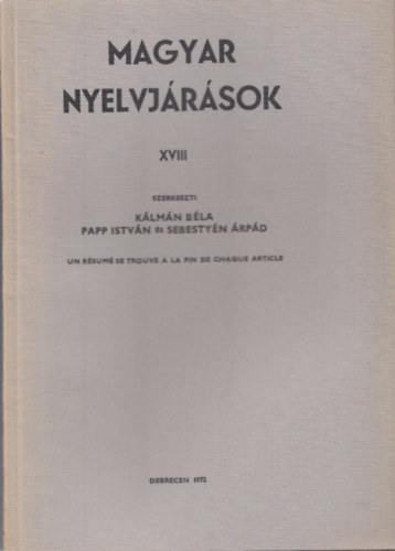 Magyar nyelvjrsok XVIII.