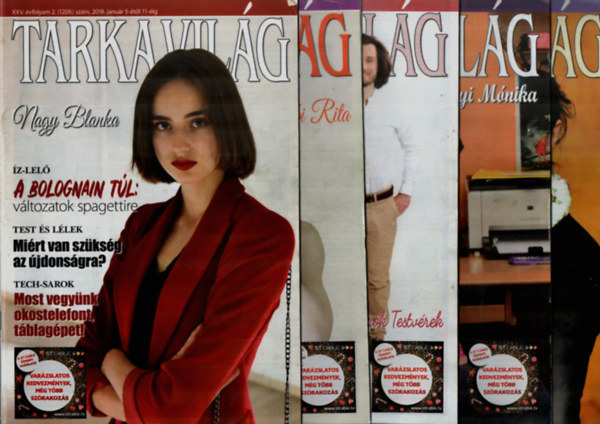 32 db Tarka Vilg magazin: 2018/2, 3, 4, 5, 6, 7, 8, 9, 10, 11, 22, 23, 26, 33, 34, 37, 38, 39, 40, 41, 42, 43, 44, 45, 46, 47, 48, 49, 50, 51, 52, 53. szmok