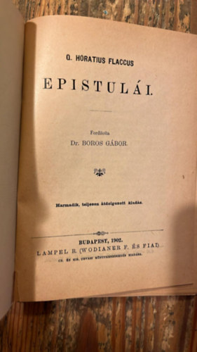 Dr. Boros G�bor  (magy.) - Horatius epistul�i - Horatius satir�i
