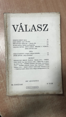 V�lasz VII. �vf. 8. sz�m 1947 aug.