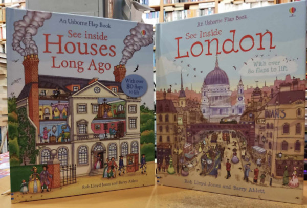 2 db An Usborne Flap Book: See Inside Houses Long Ago + See Inside London