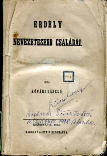 Erdly nevezetesebb csaldai (reprint)