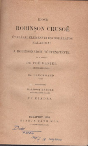 Idsb Robinson Crusoe utazsai, lmnyei s csodlatos kalandjai